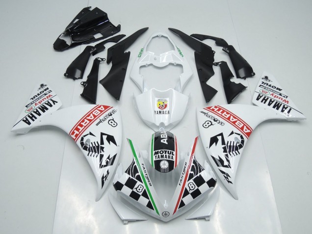 ABS 2012-2014 White Black Abrath Yamaha YZF R1 Motorcycle Replacement Fairings UK ABS 2012-2014 White Black Abrath Yamaha YZF R1 Motorcycle Replacement Fairings UK