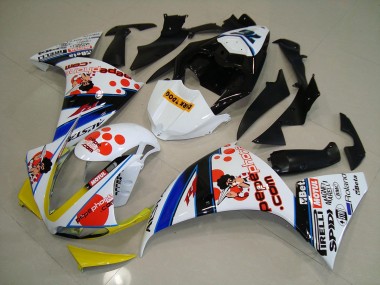 ABS 2012-2014 White Black Pepe Phone Yamaha YZF R1 Motorcycle Fairings Kit UK