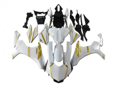 ABS 2015-2019 White Gold Yamaha YZF R1 Motorbike Fairing Kits UK