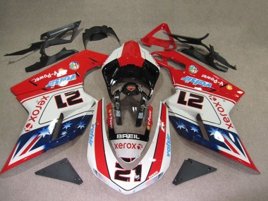 ABS 2007-2014 Red White Breil Xerox 21 Ducati 1098 Motorbike Fairings UK
