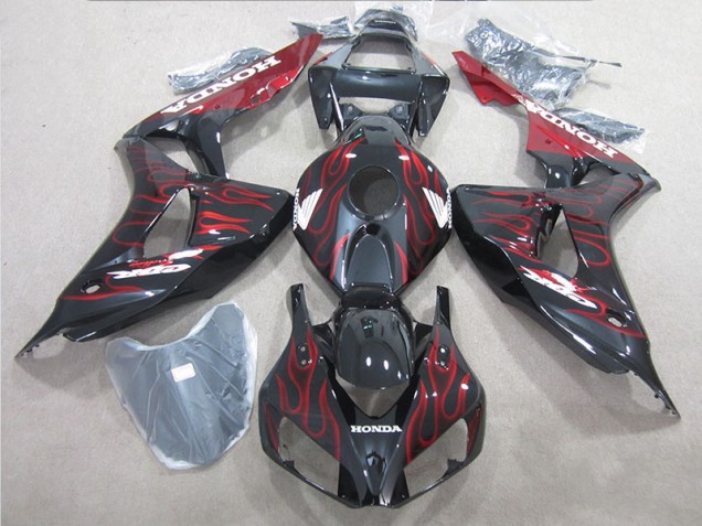 ABS 2006-2007 Black Red Flame Honda CBR1000RR Motorbike Fairing UK ABS 2006-2007 Black Red Flame Honda CBR1000RR Motorbike Fairing UK