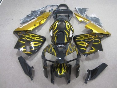 ABS 2005-2006 Black Yellow Flame Honda CBR600RR Motorcycle Fairing Kits UK