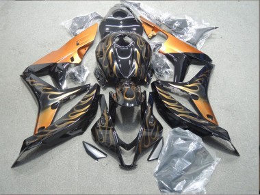 ABS 2007-2008 Black Orange Flame Honda CBR600RR Motorcycle Fairing UK
