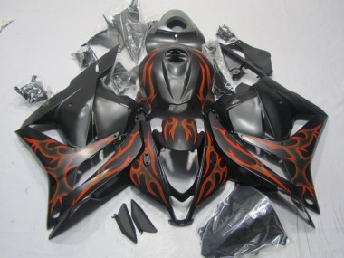 ABS 2009-2012 Black Orange Flame Honda CBR600RR Motorcylce Fairings UK