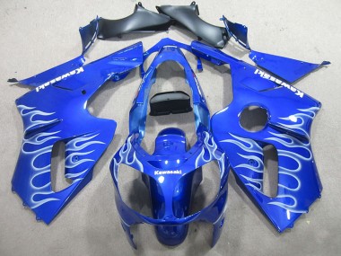 ABS 2002-2006 Blue White Flame Kawasaki ZX12R Motorbike Fairing Kits UK