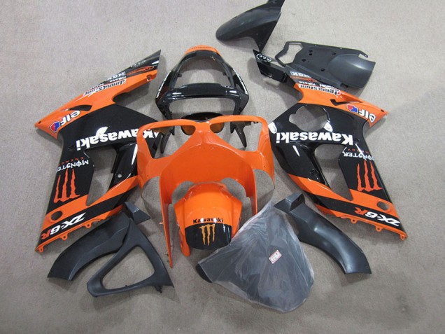 ABS 2003-2004 Black Orange Monster Kawasaki ZX6R Motorbike Fairings UK ABS 2003-2004 Black Orange Monster Kawasaki ZX6R Motorbike Fairings UK