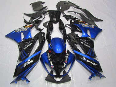 ABS 2009-2012 Black Blue Monster Kawasaki ZX6R Motorcycle Fairing Kit UK