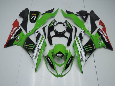 ABS 2013-2018 Black Green White Monster Kawasaki ZX6R Bike Fairings UK