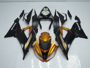 ABS 2013-2018 Black Gold Kawasaki ZX6R Motor Bike Fairings UK