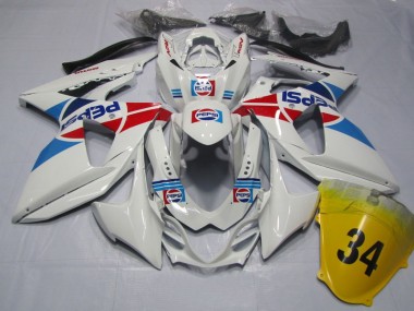 ABS 2009-2016 White Pepsi 34 Suzuki GSXR1000 Motorcycle Fairings Kit UK