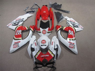 ABS 2008-2010 White Lucky Strike Red Motul Suzuki GSXR600 Motorbike Fairing UK
