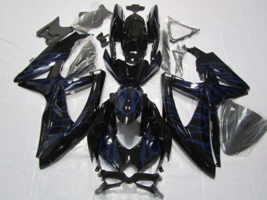 ABS 2008-2010 Black Blue Flame Suzuki GSXR600 Bike Fairing UK