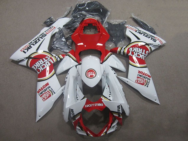 ABS 2011-2021 White Lucky Strike Red Motul Suzuki GSXR600 Motorcycle Fairings Kits UK ABS 2011-2021 White Lucky Strike Red Motul Suzuki GSXR600 Motorcycle Fairings Kits UK