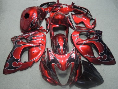 ABS 2008-2019 Red Black Flame Suzuki GSXR1300 Hayabusa Motorcyle Fairings UK