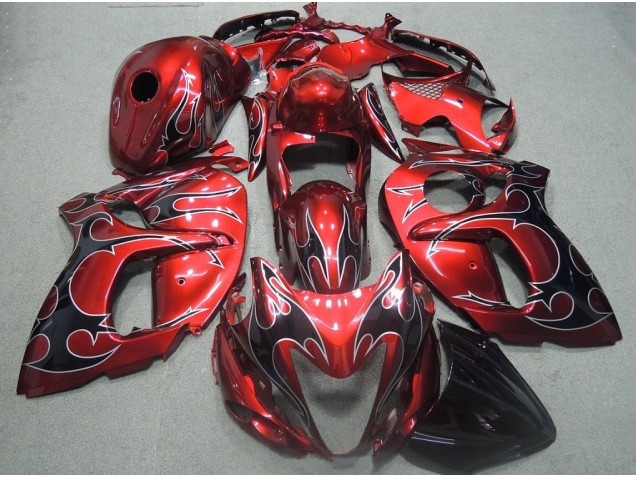ABS 2008-2019 Red Black Flame Suzuki GSXR1300 Hayabusa Motorcyle Fairings UK