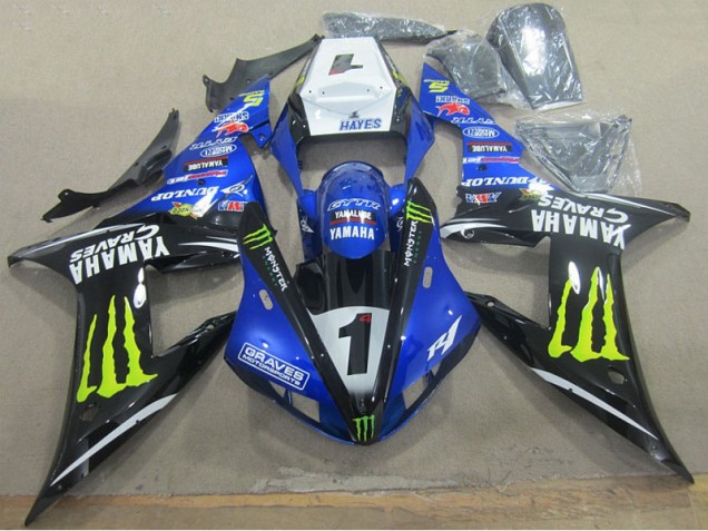 ABS 2002-2003 Blue Black Graves 1 Yamaha YZF R1 Motorbike Fairing UK ABS 2002-2003 Blue Black Graves 1 Yamaha YZF R1 Motorbike Fairing UK