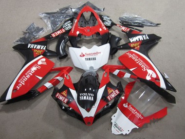 ABS 2007-2008 Black Red White Santander Yamaha YZF R1 Motorbike Fairing Kits UK