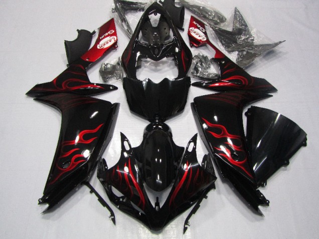 ABS 2007-2008 Black Red Flame Yamaha YZF R1 Motorcycle Fairings UK ABS 2007-2008 Black Red Flame Yamaha YZF R1 Motorcycle Fairings UK