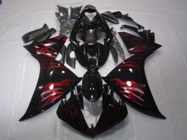 ABS 2009-2011 Black Red Flame Yamaha YZF R1 Motor Fairings UK