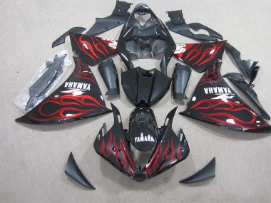 ABS 2012-2014 Black Red Flame Yamaha YZF R1 Motor Fairings UK
