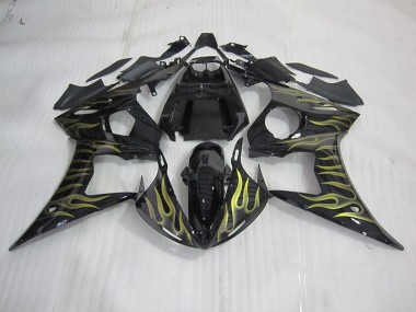 ABS 2003-2005 Black with Yellow Flame Yamaha YZF R6 Motorcycle Bodywork UK