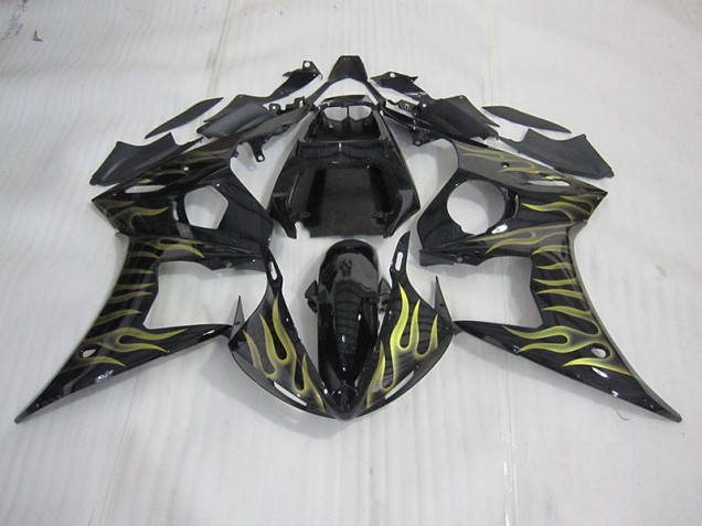 ABS 2003-2005 Black with Yellow Flame Yamaha YZF R6 Motorcycle Bodywork UK ABS 2003-2005 Black with Yellow Flame Yamaha YZF R6 Motorcycle Bodywork UK