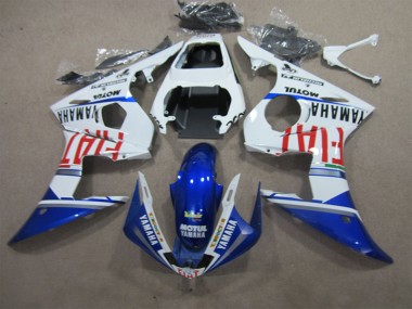 ABS 2003-2005 White Blue Motul Fiat Yamaha YZF R6 Motorcycle Fairings Kits UK