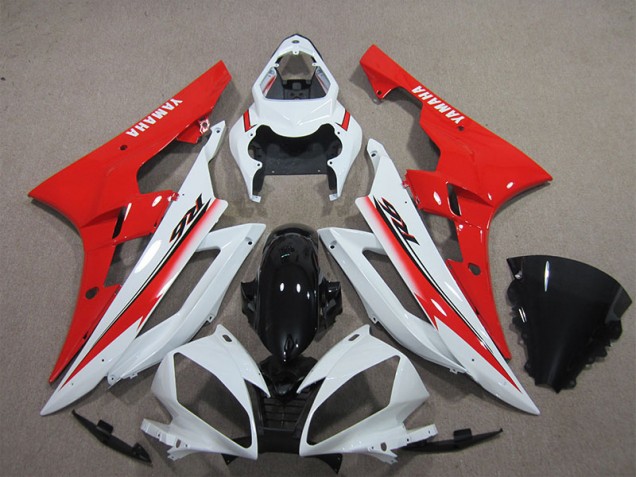 ABS 2006-2007 White Black Red Yamaha YZF R6 Replacement Motorcycle Fairings UK ABS 2006-2007 White Black Red Yamaha YZF R6 Replacement Motorcycle Fairings UK