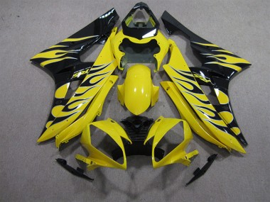 ABS 2006-2007 Yellow Black Flame Yamaha YZF R6 Motorbike Fairing Kits UK
