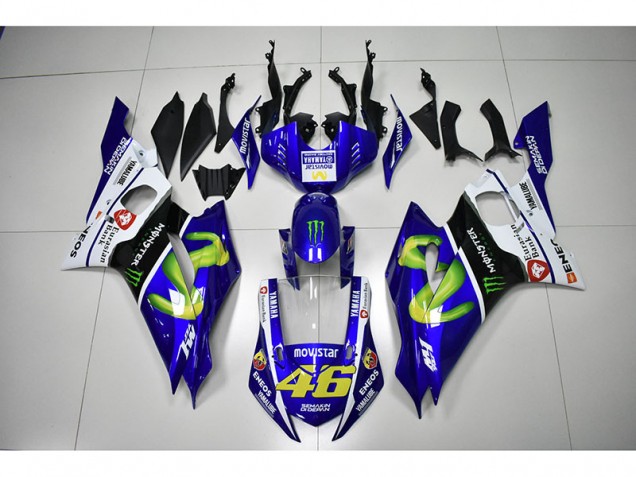 ABS 2017-2021 Monster Blue Movistar 46 Yamaha YZF R6 Motorcycle Bodywork UK ABS 2017-2021 Monster Blue Movistar 46 Yamaha YZF R6 Motorcycle Bodywork UK